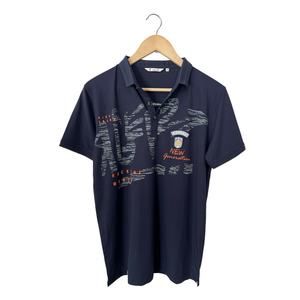 Steve Club Navy Blue Men’s Graphic Polo Shirt NWT